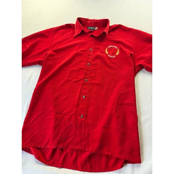Cuaco Jeans Shirt Mens Size XL Red Button Up Short Sleeve Embroidered Casual - Picture 1 of 8
